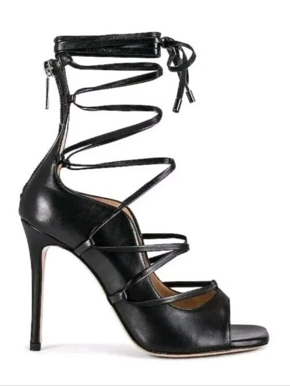 Women’s Lita By Ciara Black Lace Up Stilettos genuine leather sandal Size 11 Nwb